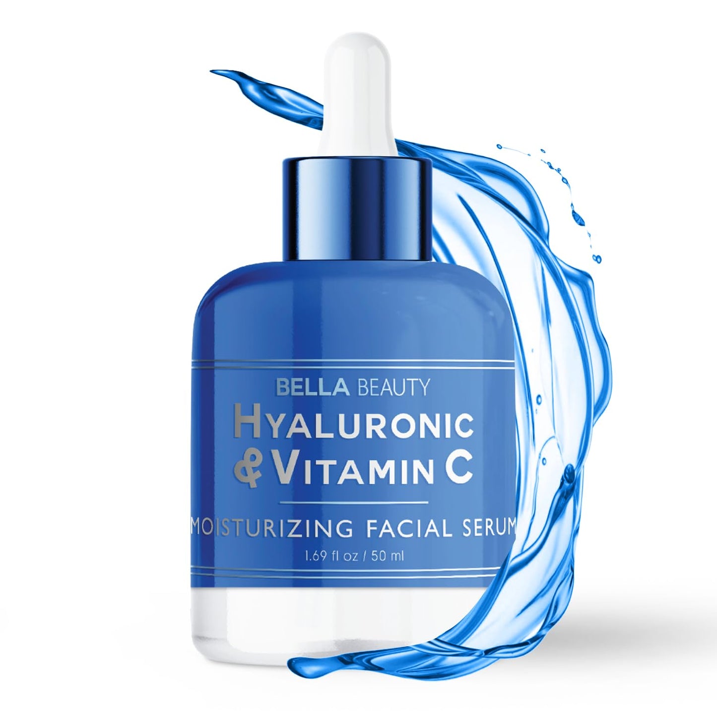 Bella Beauty Hyaluronic Acid & Vitamin C Moisturizing Facial Serum - Hydrating, Reduces Wrinkles & Fine Lines, Boosts Collagen - Dermatologist Tested, Korean Skin Care for All Skin Types - 1.69 Fl. Oz