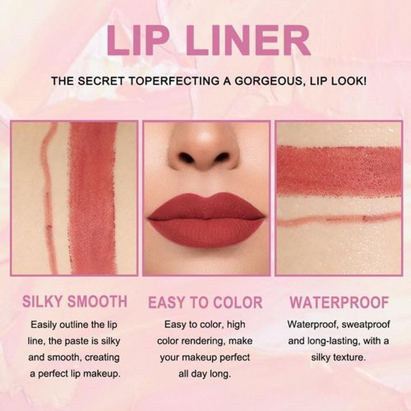 2 in 1 Light Brown Matte Lip Liner & Lipstick Combination, DNM Metallic Dual Ended Lipstick, Lip Liner, Lip Gloss, 24 Hour all Day Long-Lasting Waterproof Lipliners Pen for Women Lip Makeup Gift 10#