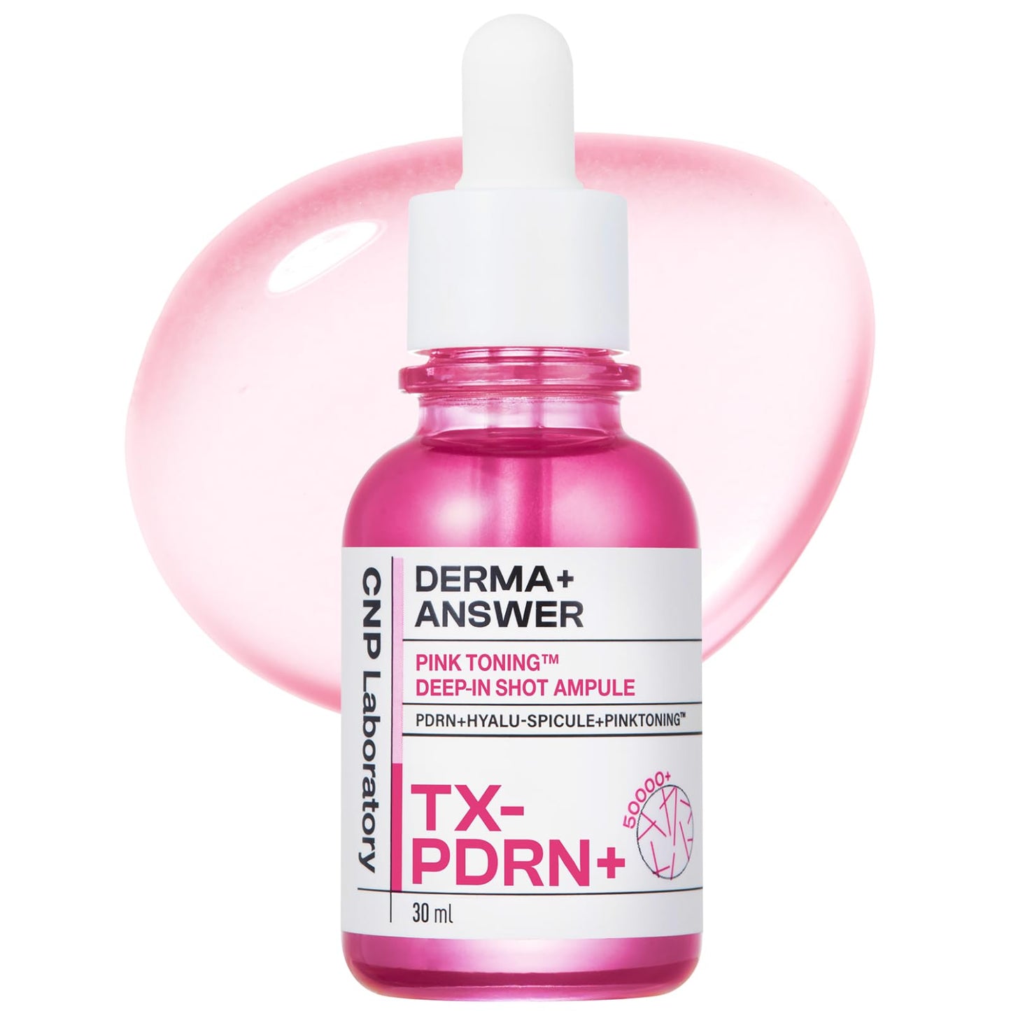 CNP PDRN + Tranexamic Acid Serum, Pink Toning Skin Booster, Niacinamide & Micro-spicules, for Glass Skin, Korean Skin Care, 1. 01 fl. oz. (Pink)
