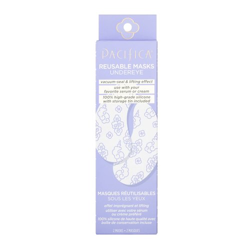 Pacifica Reusable Mask – Under Eye Mask Silicone Face Mask for Fine Lines & Dark Circles, Pair with Serum, Storage Tin Included, Vegan & Cruelty-Free, 2 Pieces