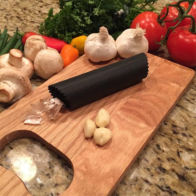 Silicone Garlic Peeler Set - Easy Roller Tube Kitchen Tool | Odor-Free, 2-Pack (Black & Clear)
