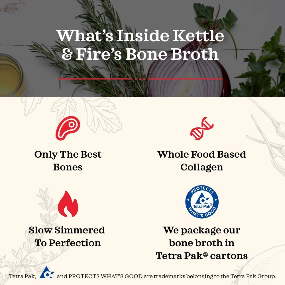 Kettle and Fire Classic Beef and Classic Chicken Beef Bone Broth Variety Pack, Keto, Paleo, and Whole 30 Approved, Gluten Free, High in Protein and Collagen, 4 Pack (32 Ounces)
