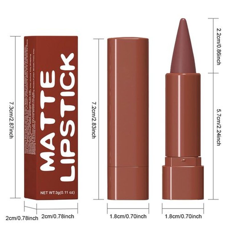 JUAAZIN Reddish Brown Gradient Matte Lipstick Crayon Lip Liner pencil, Flawless Contour Gradual Ombre Effect lip Pencil, High Pigmented Long Lasting Waterproof Smudge Proof Lipstick Pencil 03#