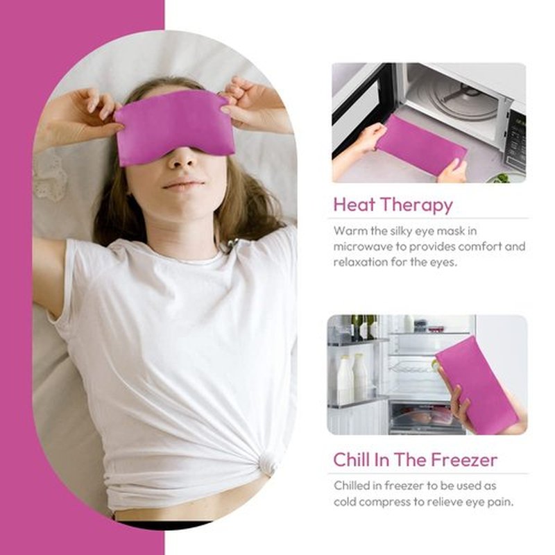 Eye Pillows for Relaxation, Yoga Eye Pillow for Meditation, Microwavable Weighted Eye Pillow for Yoga, Moist Heat & Cold Eye Compress No Scent (Rose Red)