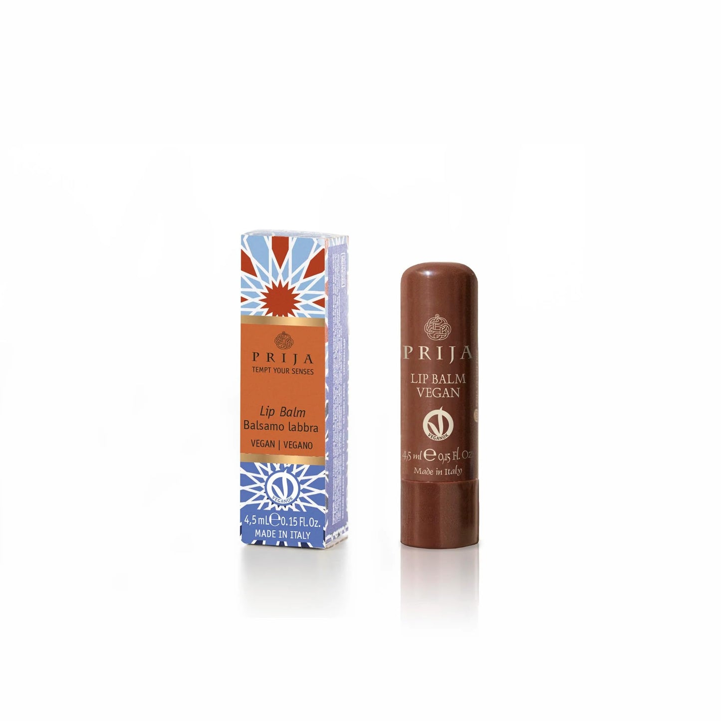 Prija Vegan Lip Balm with Jojoba Oil, Shea Butter and Sunflower Wax, Pampers your Lips Naturally, Hydrating Lip Balm Stick 6 x 4.5ml