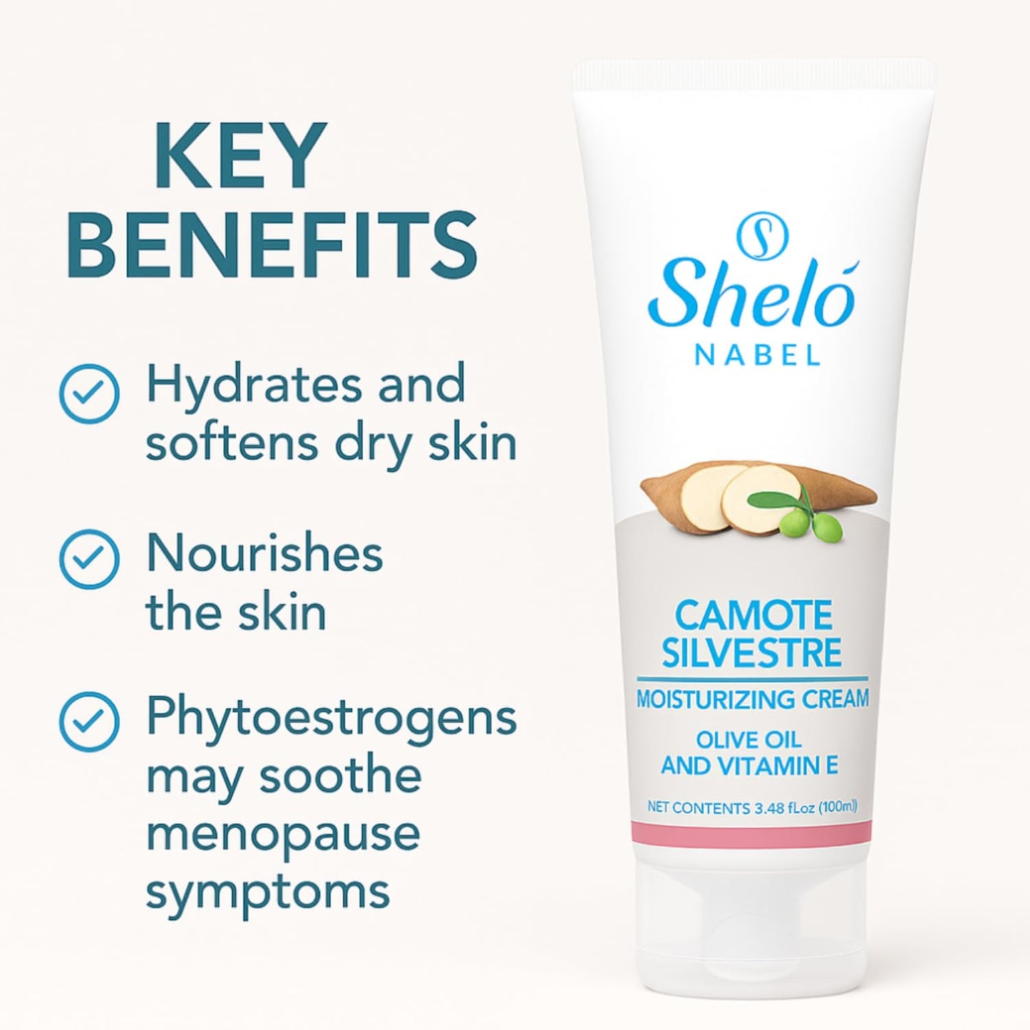 Sheló NABEL Camote Silvestre Moisturizing Cream Olive Oil and Vitamin E Shelo Nabel 3.38 fl oz