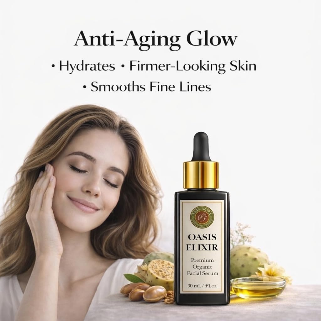 LAYA VERT Oasis Elixir Face Oil Serum, Deep Hydration and Radiant Glow, Fast Absorbing, Non Greasy, Helps Reduce the Look of Fine Lines, Argan and Prickly Pear, Jojoba, Vitamin E, 1 fl oz (30 mL)