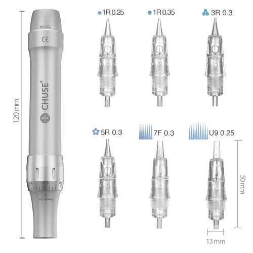 CHUSE C22 Prevents Ink Spitback Safety Tattoo Pro Cartridges Needles Permanent Makeup Needles Box of 10Pcs (5R 0.3)