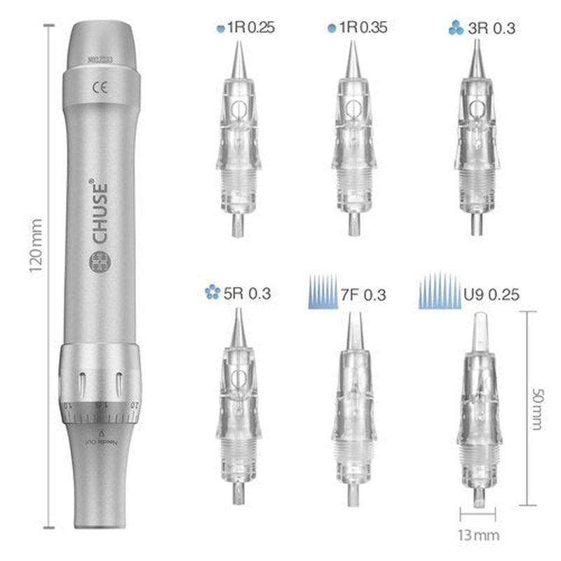 CHUSE C22 Prevents Ink Spitback Safety Tattoo Pro Cartridges Needles Permanent Makeup Needles Box of 10Pcs (1R 0.35)