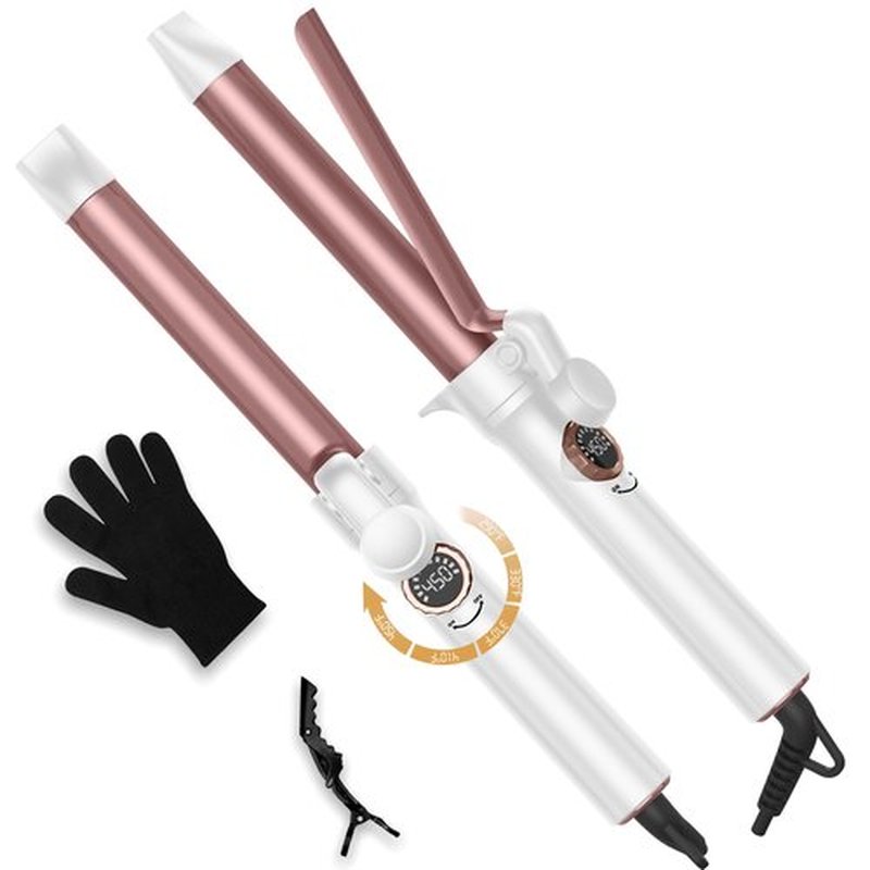 1 Inch Curling Iron,Curling Wand for Long Hair,5 Adjustable Temp LCD Digital Control,25 mm Thin Long Barrel Curling Iron Double Voltage 110-240V