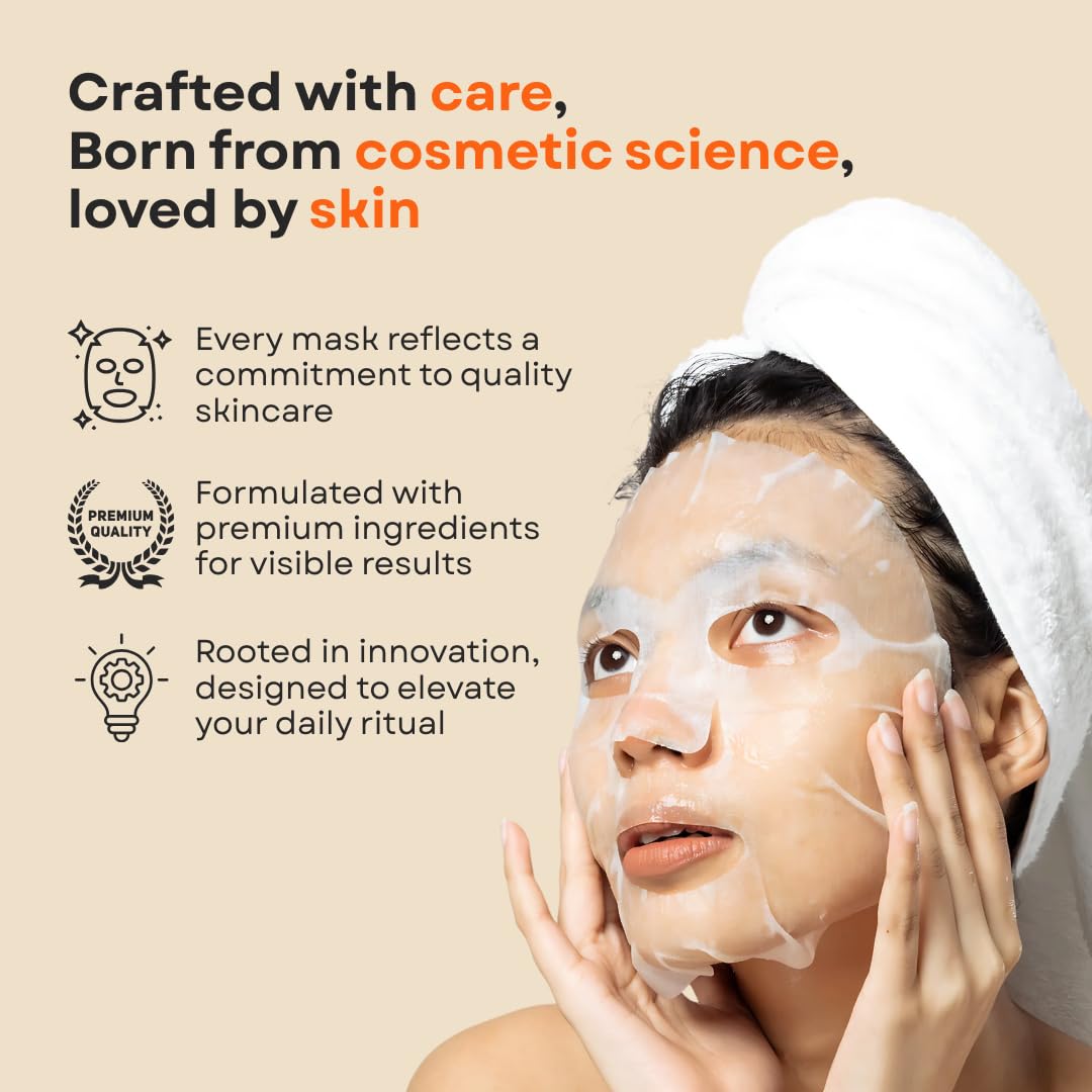 PERFECT ONE FOCUS VC Charge Smooth Mask - Vitamin-Infused Sheet Masks for Skin Care & Pores - Includes 10 Types of Vitamins, Hyaluronic Acid, Ceramides & Niacinamide - Citrus Scent, 7 Sheets