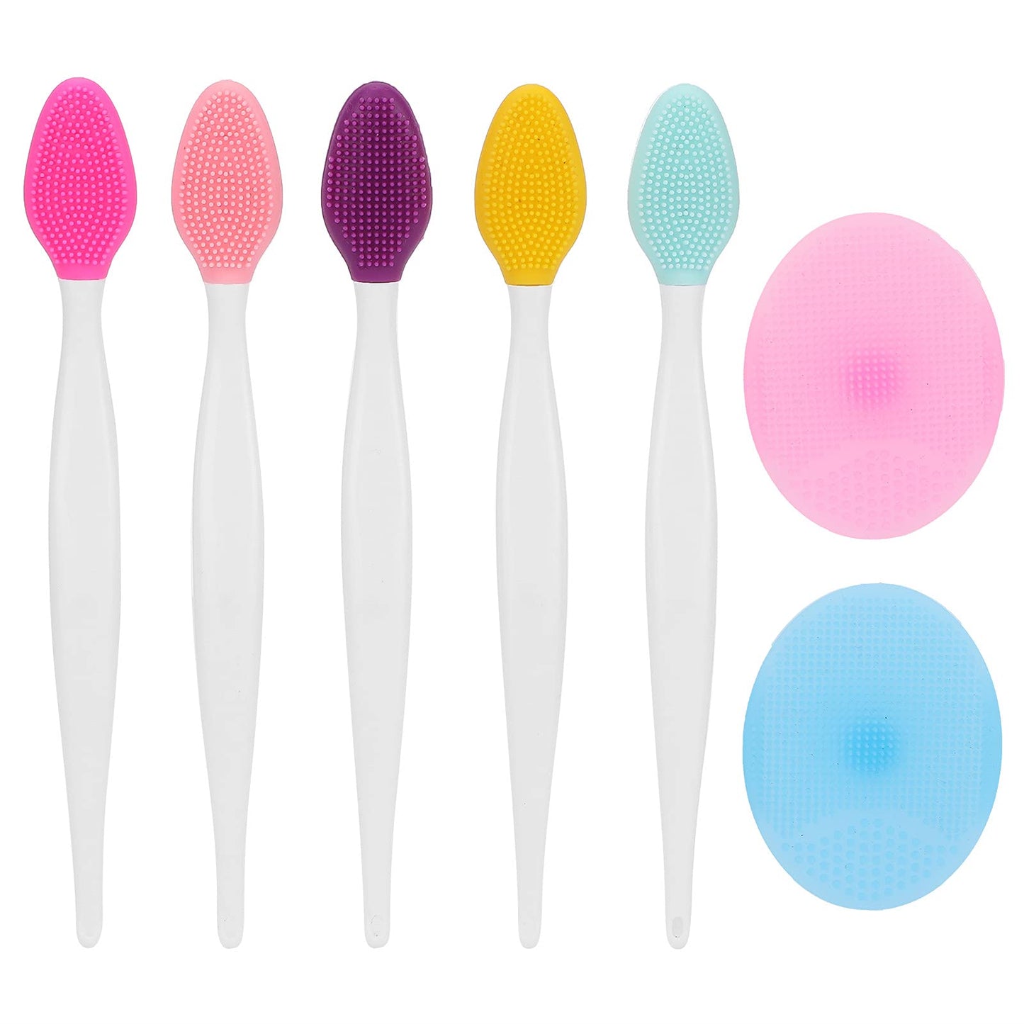 Silicone Facial Cleansing Brush Set, Deep Pore Face Scrubber for Blackhead Removal & Oil Control, Portable Exfoliating Silicone Face Brush Kit with 5 Nose Brushes and 2 Facial Brushes