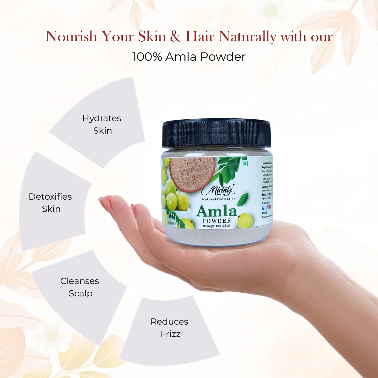 Mirintz 100% Natural Amla Powder | (100 gms) Indian Gooseberry (Amalaki) Powder Herbal Supplement | Amla Dry Rich in Vitamin C Powder for Face & Hair | Amla Powder Ayurvedic Support for Healthy Hair