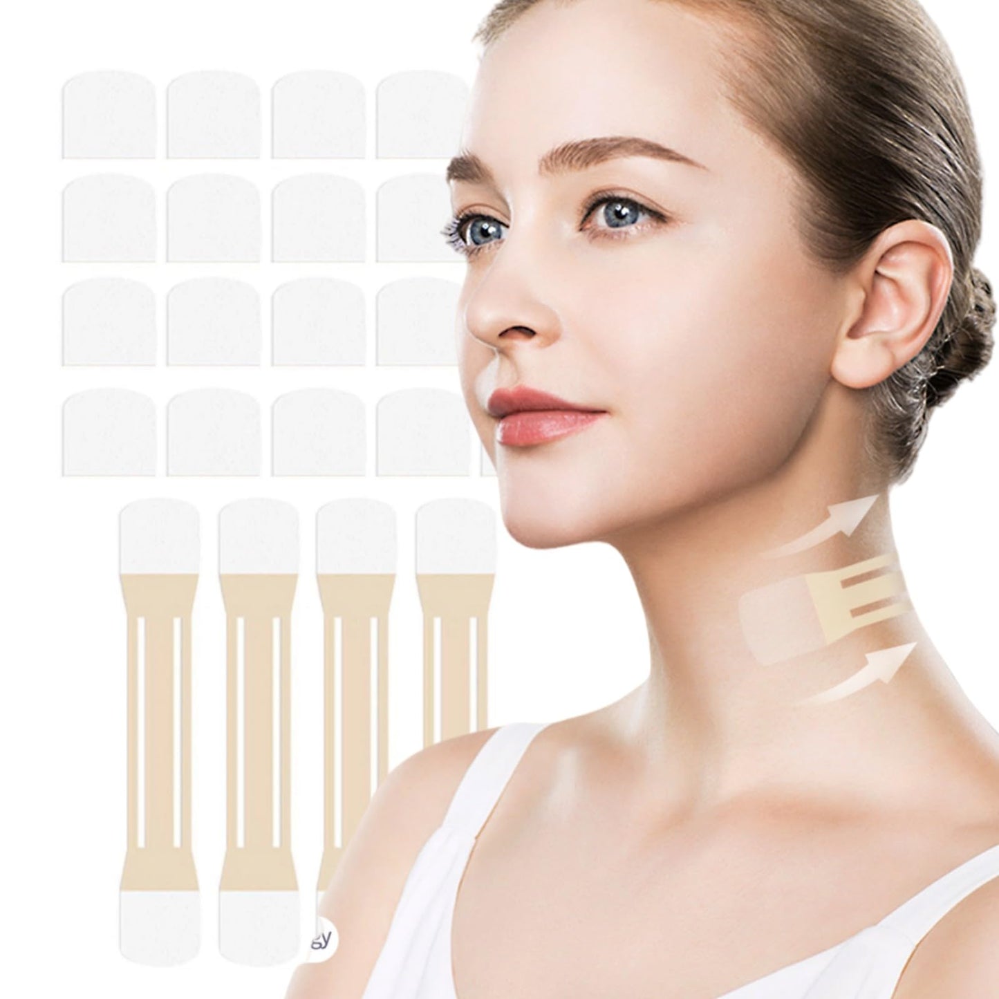 Neck Lift Tape Invisible, Face Tape Lifting 20Pcs Neck Tightening & Lifting Tape for Sagging Skin, Double Chin & Wrinkles, Breathable Reusable & Waterproof Neck Lift Strips for Women