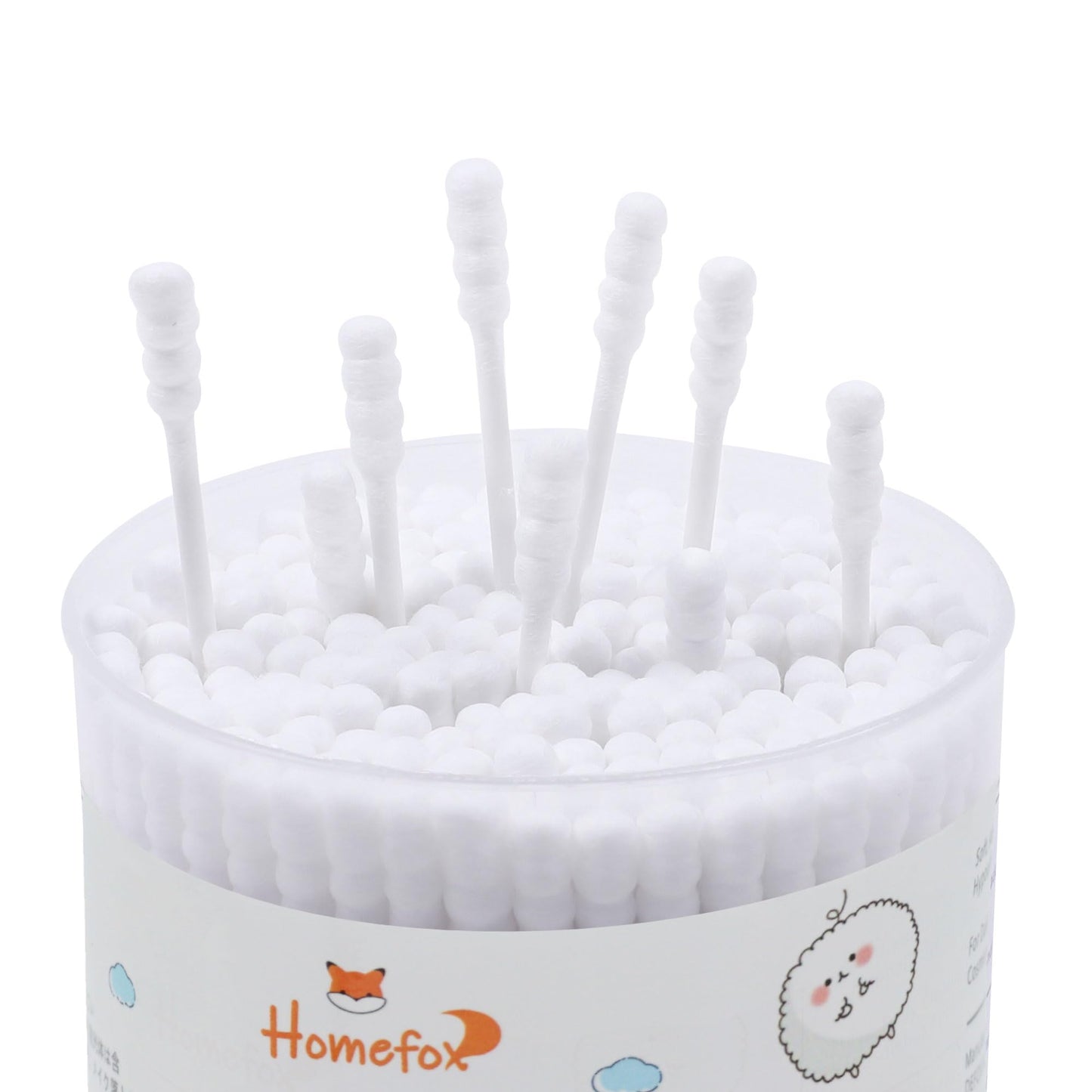 HOMEFOX Cotton Swabs Spiral - 200 Count Organic Cotton Buds Double Side Tightly Wrapped Cotton Tips Paper Stick Soft Gentle Lint-Free Cruelty-Free, Round & Spiral (White)…