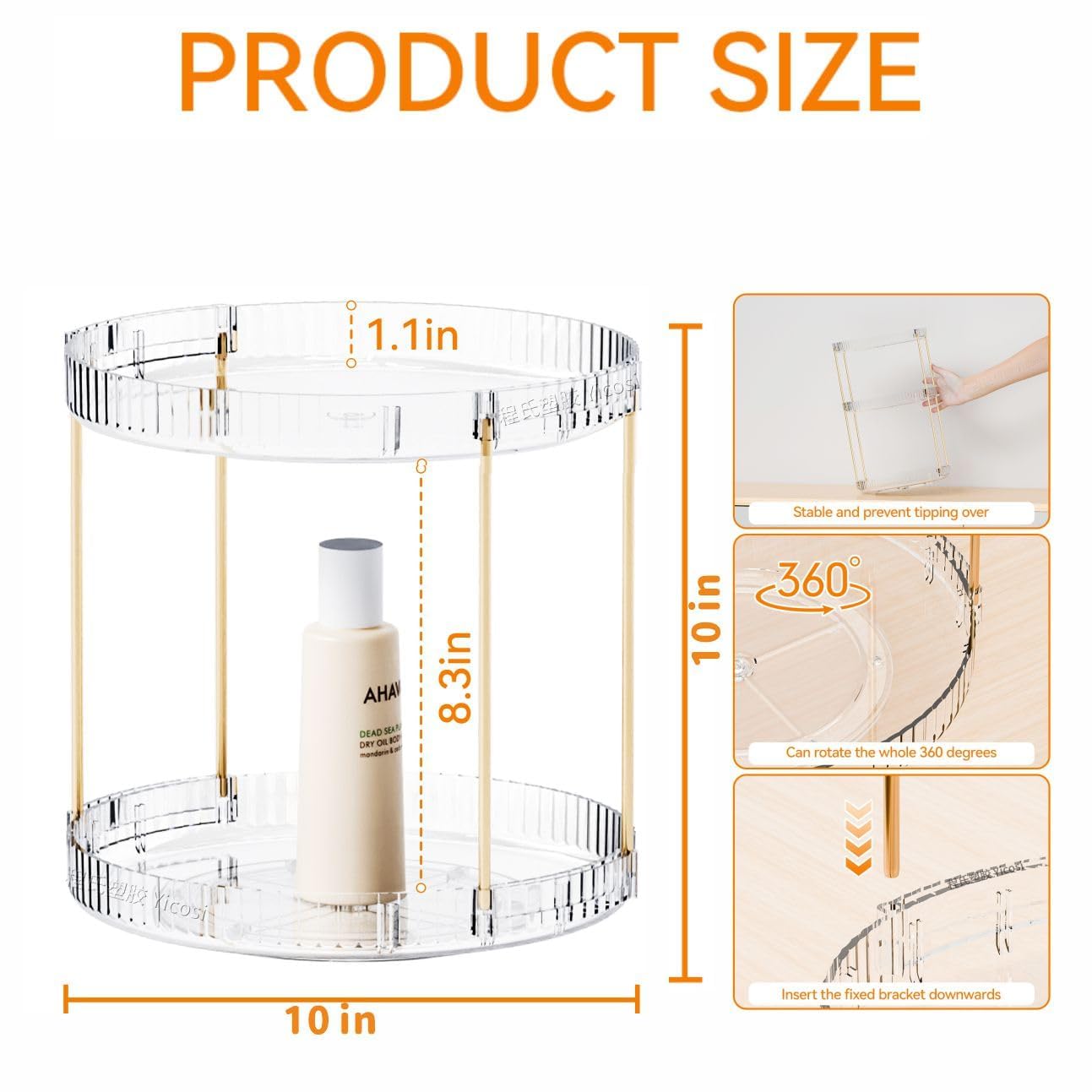 Yieach Acrylic 360 Rotating Makeup Organizer and Perfume Organizer (2 Tier)