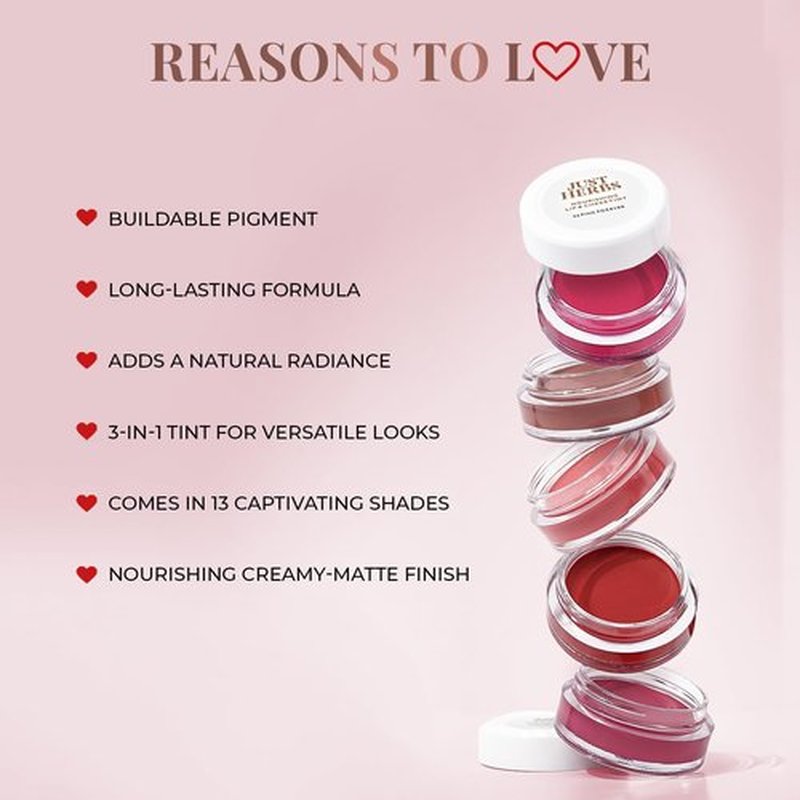 Just Herbs Organic Creamy Matte 3 in 1 Lip & Cheek Tint, Blush For Women - SLS,Chemical & Paraben Free - 0.14 fl. oz. (Peachy coral)