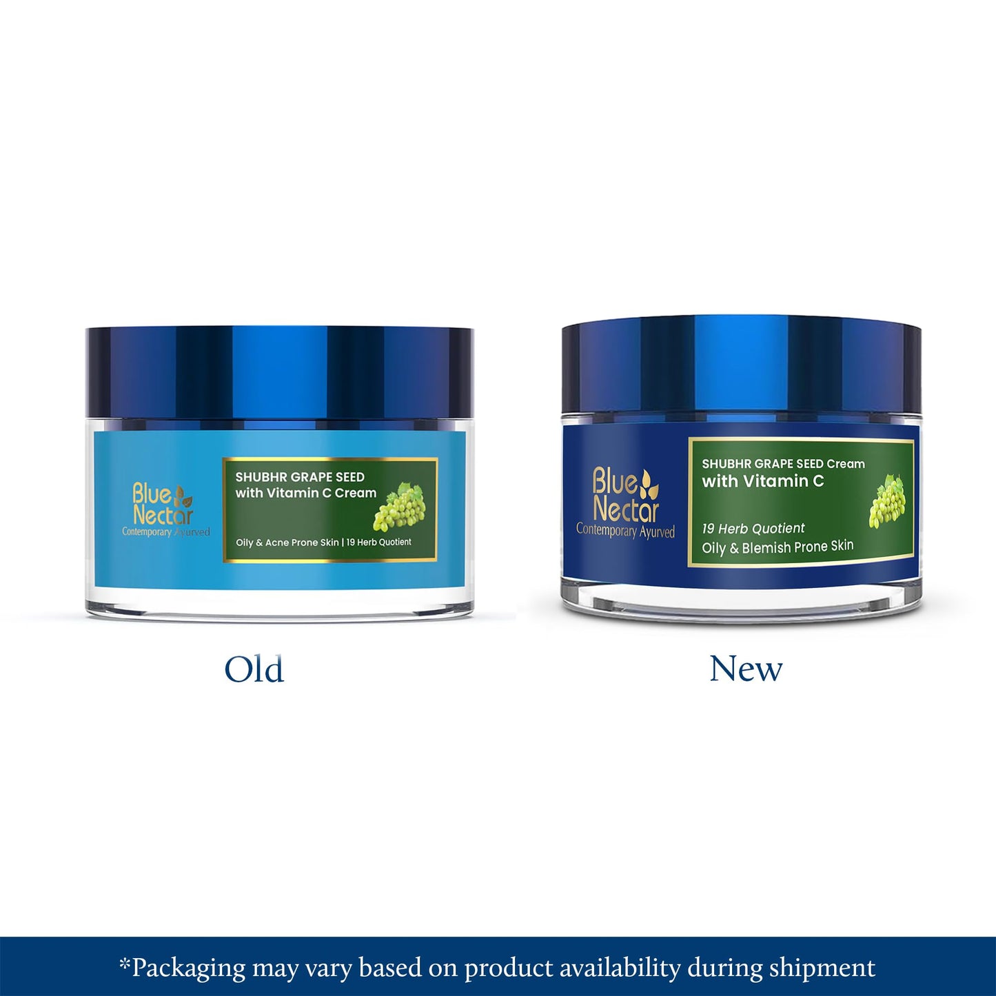 Blue Nectar Vitamin C Face Moisturizer for Oily & Acne Prone Skin with Grapeseed | Oil-Free | Plant Based Vit C Cream for Women (19 herbs, 1.76 fl oz)