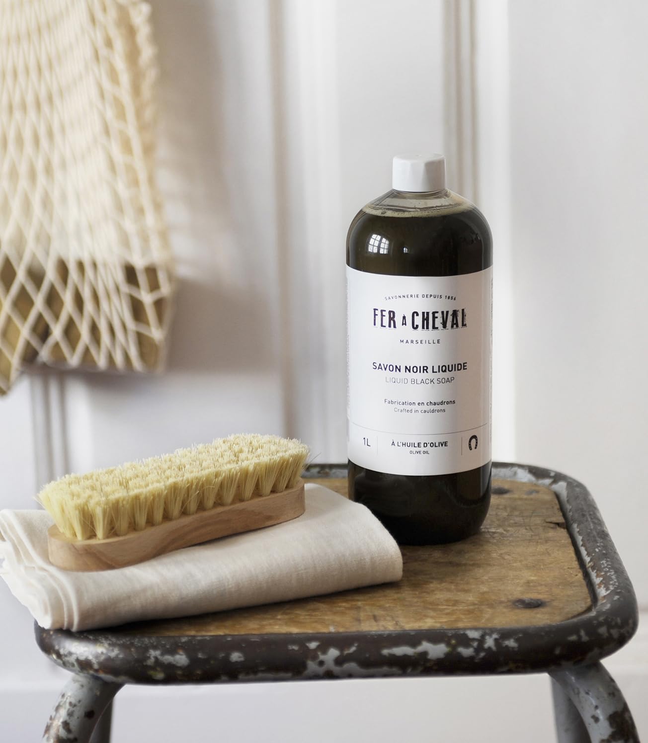 Fer à Cheval Bundles - Liquid Black Soap, Concentrated Laundry Liquid 2L/67.6oz, All-Purpose Spray Cleaner 500ml/16.9 fl oz, Stain Remover Stick with Sommières Clay