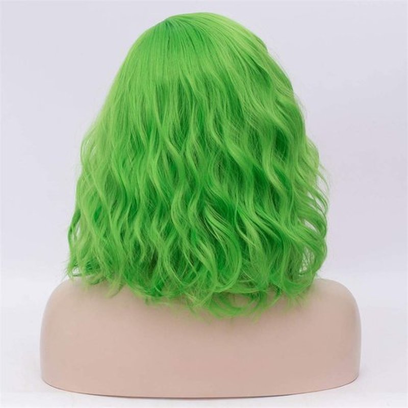 Cying Lin Short Bob Wavy Curly Wig Green Wig For Women Cosplay Halloween Wigs Heat Resistant Bob Party Wig Include Wig Cap (Green)
