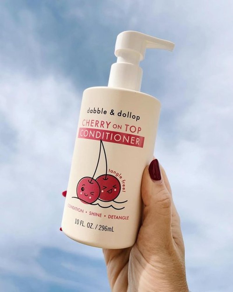 Dabble & Dollop Cherry on Top Conditioner - Natural Shine & Detangler for Kids, 100% USA-made, Paraben & Sulfate Free, Vegan, Gluten-free, Tear-Free (10oz, Pack of 2)