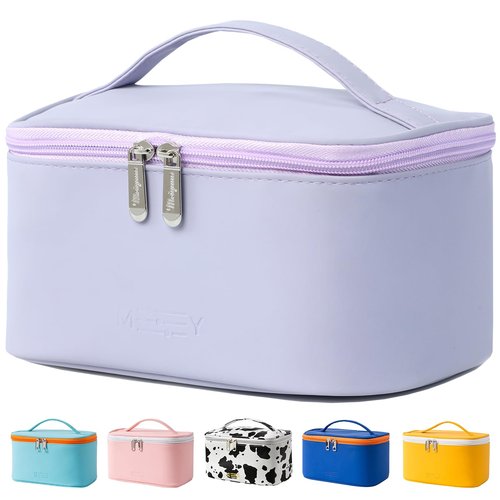 Meiyuuo Makeup Bag Cosmetic Bags Small for Women Zipper Pouch Makeup Organizer Waterproof Cute (Light Lavender Purple)