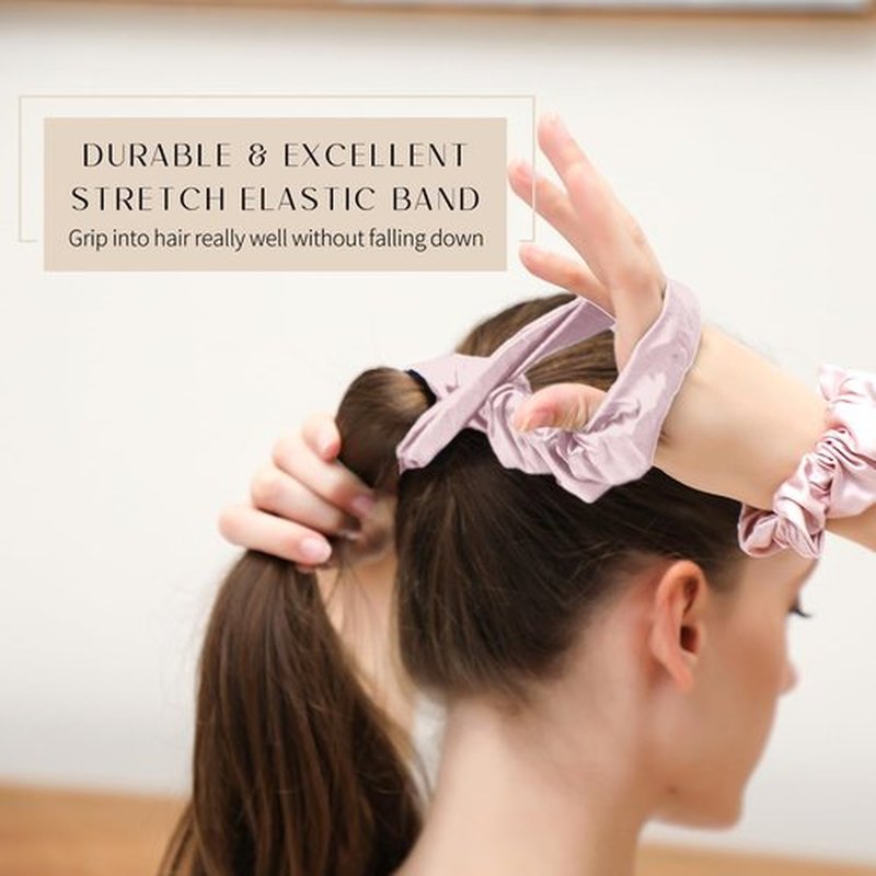 ZIMASILK 22 Momme 100% Pure Mulberry Silk Skinny Scrunchies for Women, Hair-Friendly & Luxurious Elastic Scrunchies Set (3 Scrunchies)