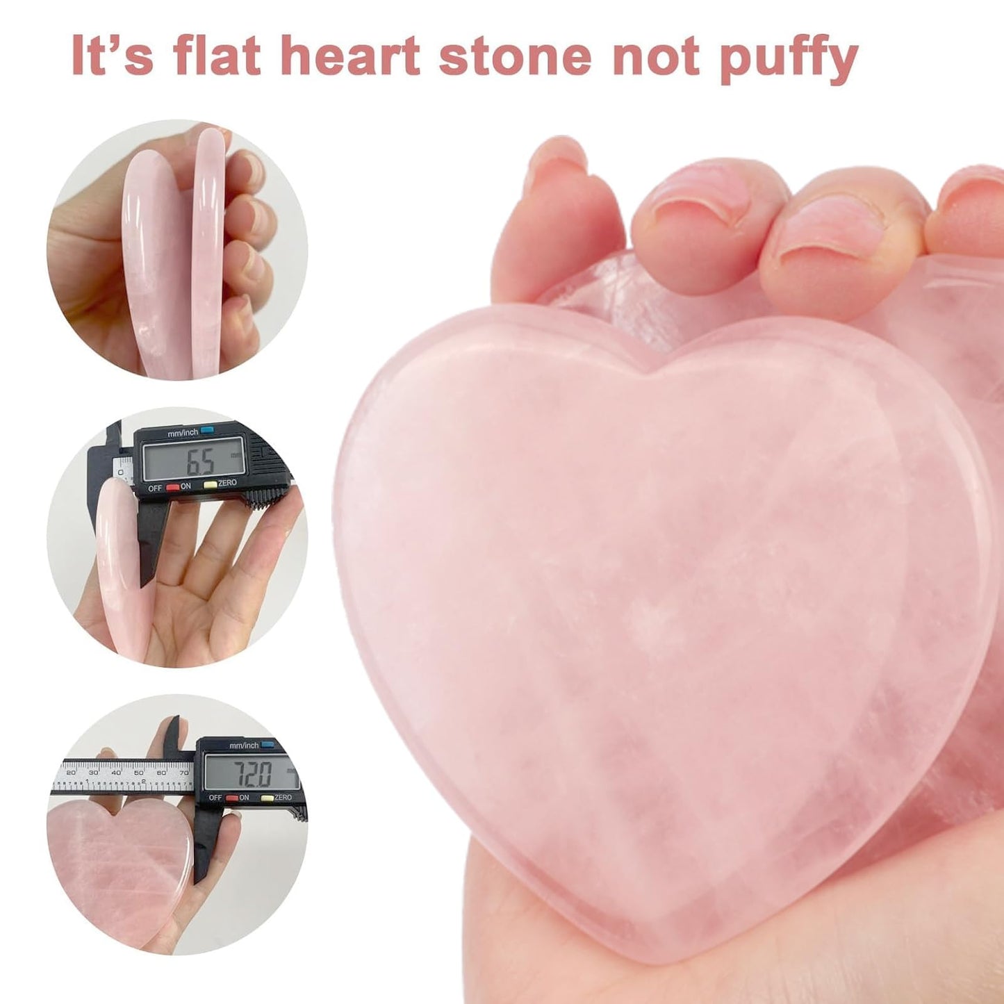 ideayard Big Rose Quartz Heart, 75mm Love Healing Crystal Gift, Meditation Quartz Palm Stone, Worry Stone for Relieve Anxiety Stress Tool