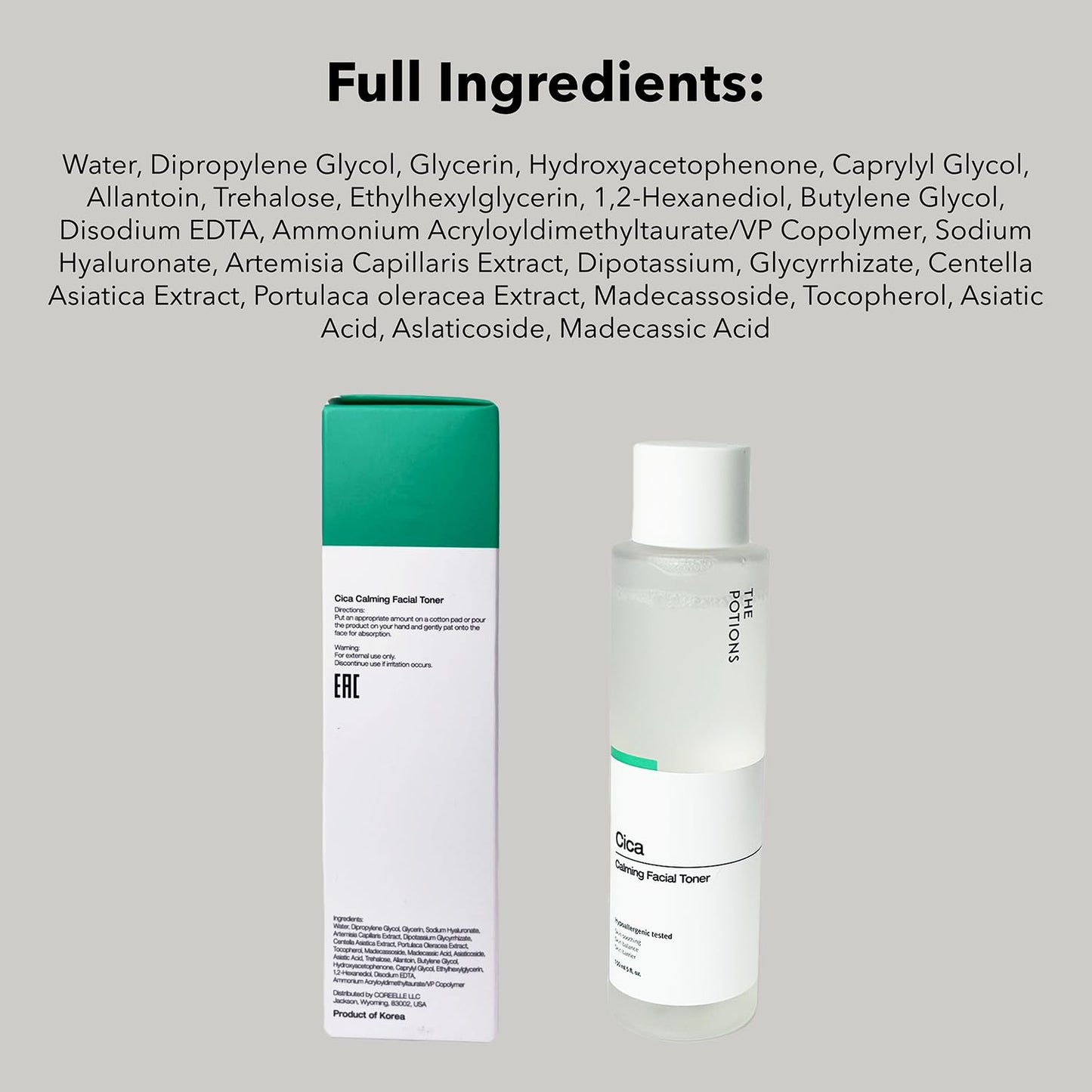 The Potions Centella Asiatica Calming Facial Toner | for Acne Prone Skin, Dry and Sensitive Skin | Sking Soothing, Skin Balance, Skin Barrier | 5 fl. oz, 150 ml | Korean Skin Care