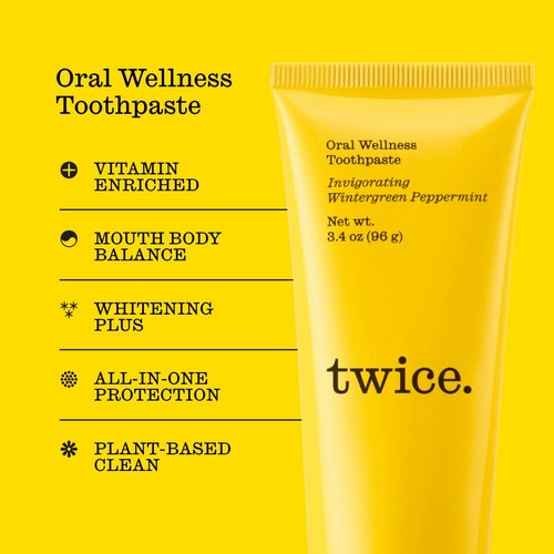 Twice Toothpaste - Sensitive Teeth Whitening Toothpaste - SLS Free Toothpaste with Fluoride and Cavity Protection - (Wintergreen and Peppermint Toothpaste) (2-Pack)