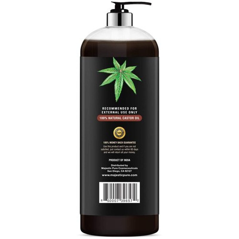 MAJESTIC PURE Pure Jamaican Black Castor Oil for Hair Care, Strengthening, Nourishing, and Volumizing Formula - Non GMO Verified, 16 Fl Oz