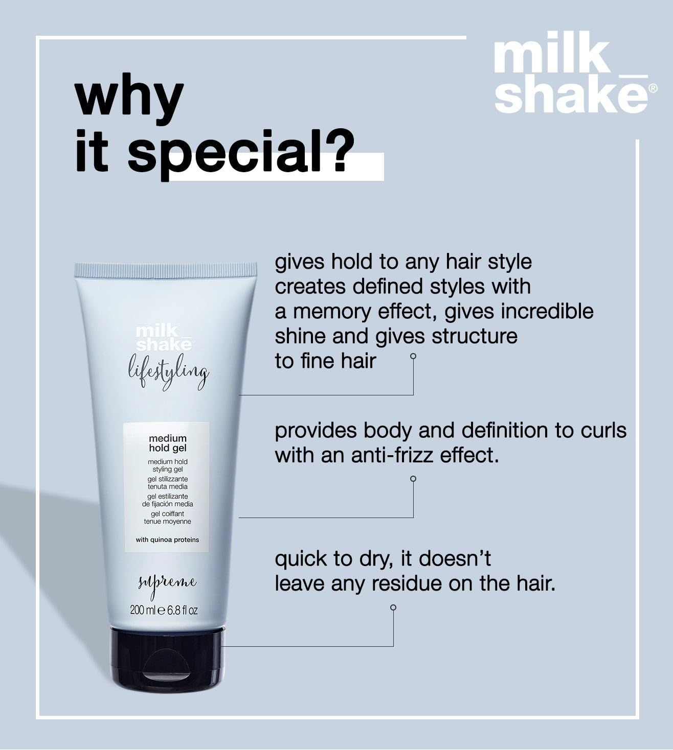 milk_shake Lifestyling Medium Hold Gel, 6.8 Fl Oz