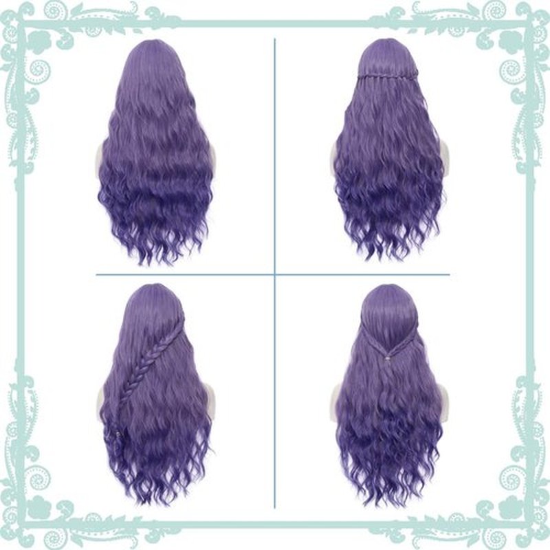 WGPFWIG Women's Purple Ombre Wig 27 Inches Long Curly Wavy Hair Wig Heat Resistant Fibers Synthetic Wig For Women Girl Cosplay Party Halloween Wig Cap Included (Purple Ombre)
