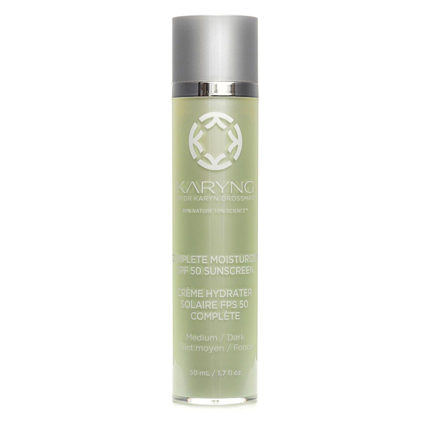 KARYNG Complete Broad Spectrum SPF 50 Sunscreen, Light Coverage Tinted Moisturizer, Lightweight Makeup Primer, Anti Aging Sunscreen For Face, Medium/Dark, 1.7oz