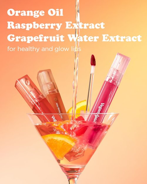 Touch in Sol Vegan Again Juicy Glossy Lip Tint - High Pigmented & Glossy Korean Lip Tint - Shiny Translucent Color - Glowy Hydrated Lips, Moisturizing and Plumping, 0.13 fl.oz. (02 Smile Peach)
