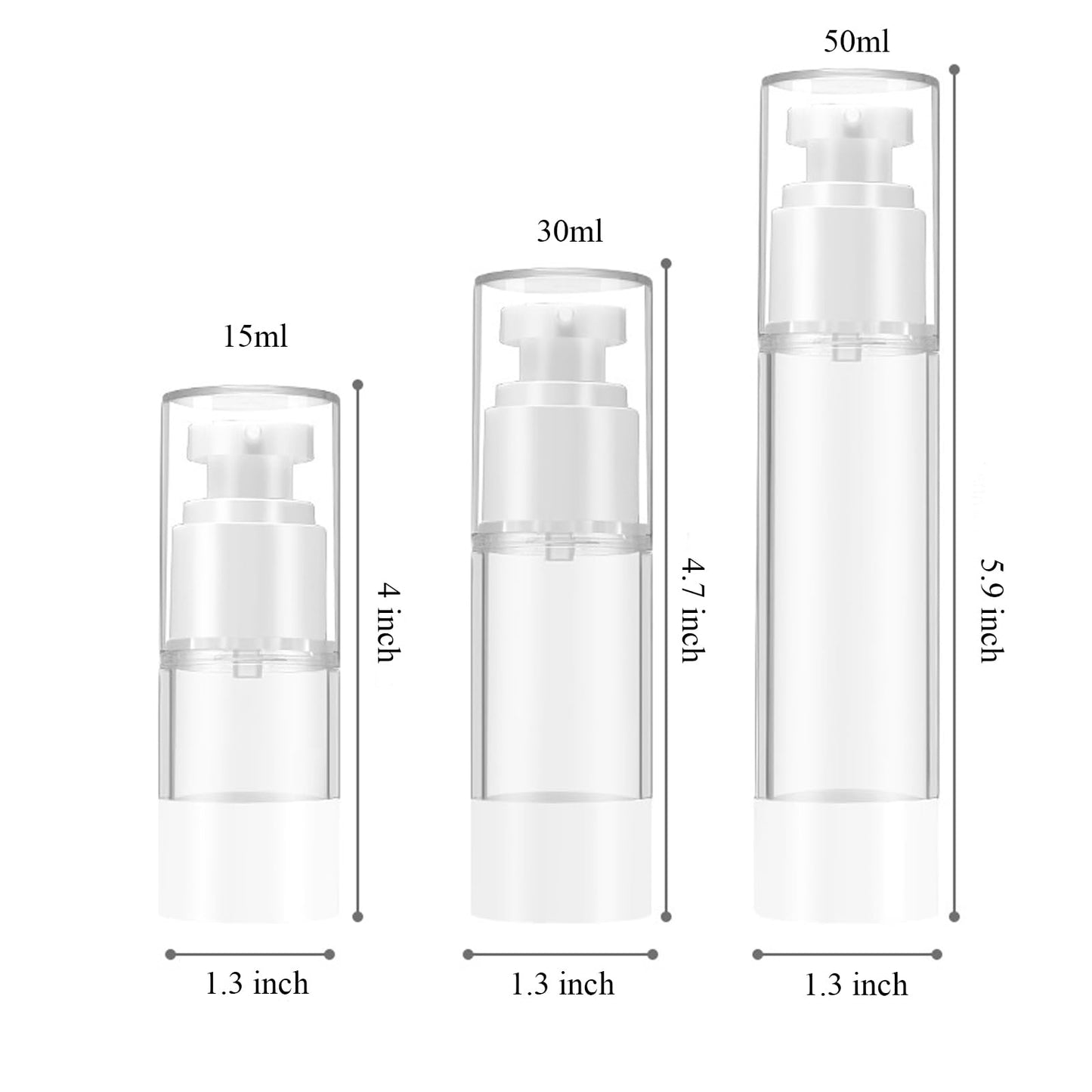 Qeuly 3 Pack Airless Pump Bottles 1 oz Travel Size Pump Bottle Lotion Container Refillable Cosmetic Pump Dispensers for Foundation Moisturizer Shampoo Toiletry (SN-30)