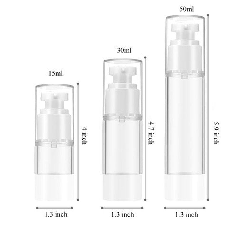 Qeuly 3 Pack Airless Pump Bottles 1.7 oz Travel Size Pump Bottle Lotion Container Refillable Cosmetic Pump Dispensers for Foundation Moisturizer Shampoo Toiletry (SN-50)