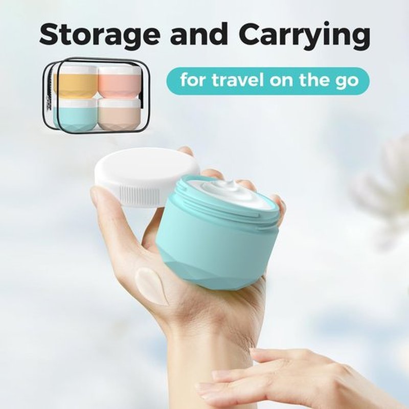 Travel Containers for Toiletries, Silicone Cream Jars TSA Approved 2.5oz Travel Size Containers with Toiletry Bag, Wide Mouth Leak-proof Travel Accessories with Lid for Cosmetic Cream