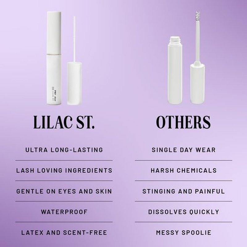 Lilac St - PRO Lash Glue (Clear) - Lash Cluster Glue - Quick Dry Formula - Mini Mascara Wand Applicator - Strong & Flexible Hold - Waterproof - Sensitive Eyes Safe - Cruelty Free, Vegan, Women Founded