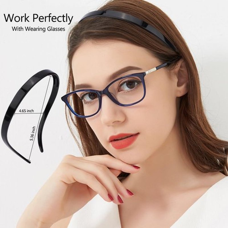 TOBATOBA Black Headbands for Glasses Wearers No Pressure No Headache Headbands Square Headband Sunglasses Headband for Women Comfortable Headbands for Girls, Womens Headbands Non Slip with Teeth 6Pcs