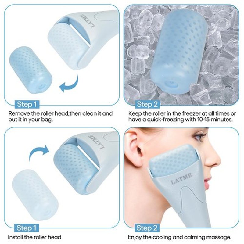 LATME Ice Roller for Face Eyes,Womens Gifts,Face Massager Roller Puffiness Migraine Pain Relief and Minor Injury (Smoggy Blue)