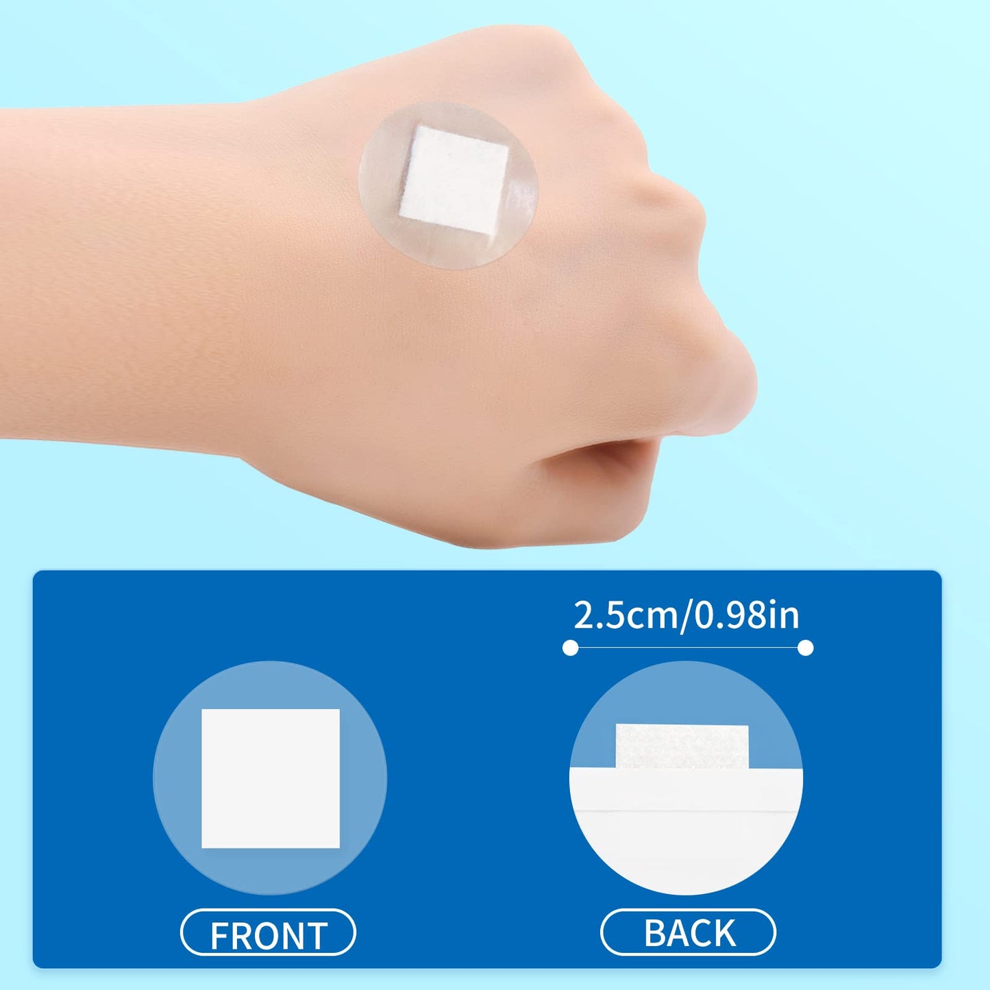 AndicAge 100pcs Adhesive Spot Bandage 1 Inch Clear Round Adhesive Bandages with Non-Stick Pad for Hands, Arms Small Wounds, 1 Box