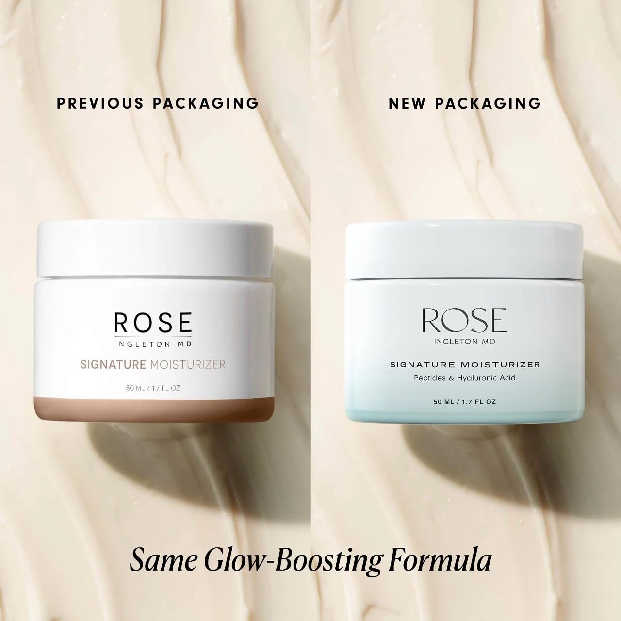 ROSE Ingleton MD Signature Face Moisturizer, Multitasking Facial Cream with Peptides, Ceramides, Hyaluronic Acid & Vitamin C, Dermatologist Developed, Vegan, Fragrance Free, Non-Comedogenic, 1.7 fl oz
