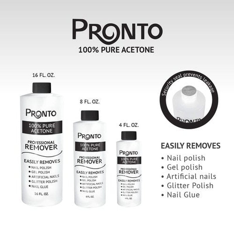 Pronto 100% Acetone Gel Nail Polish Remover for Nails | Acetone Nail Polish Remover & Gel Remover For Nails, Glue, Gel, Acrylic & Dip | 8 Fl oz (Pack of 2)