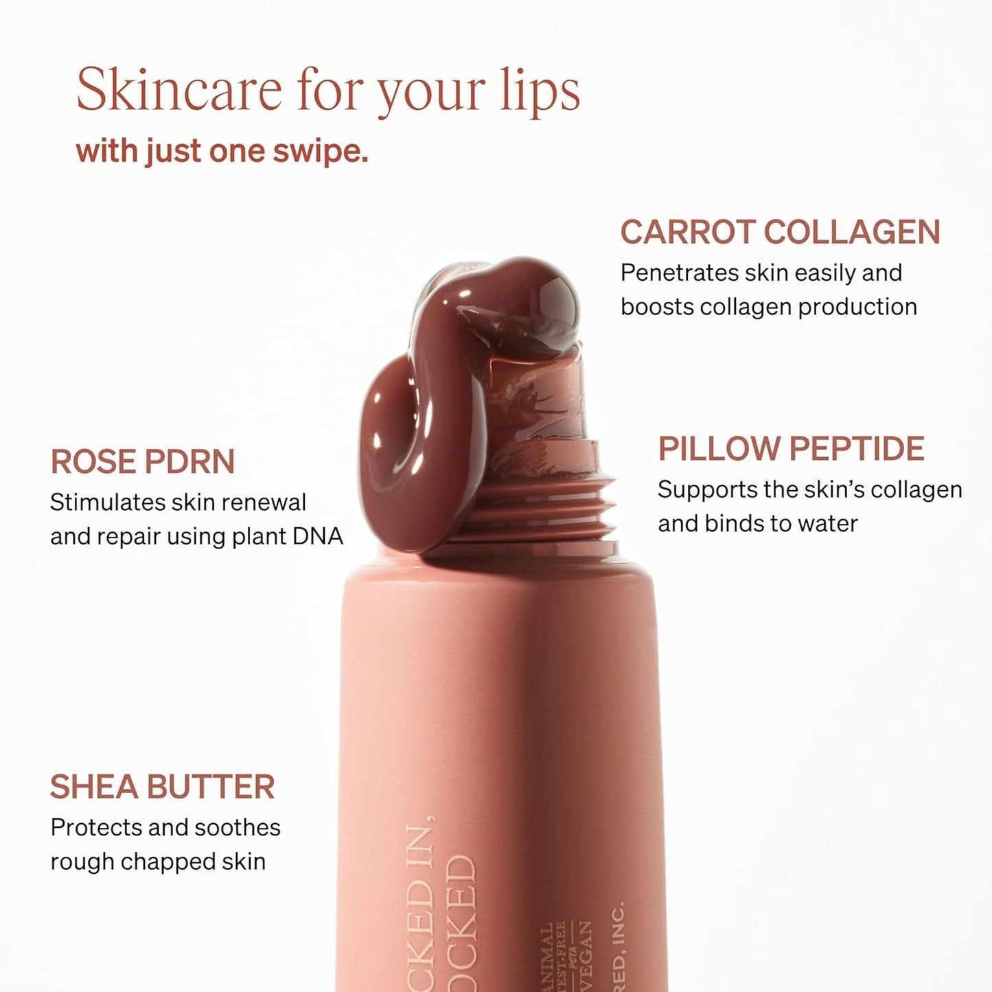 KNEMO LipLock – Moisturizing K-beauty Vegan Lip Balm & Serum for Dry, Chapped Lips, Glossy Overnight Lip Mask with Rose PDRN, Carrot Collagen & Pillow Peptides (Pink Flan – Warm Taupe Tint)