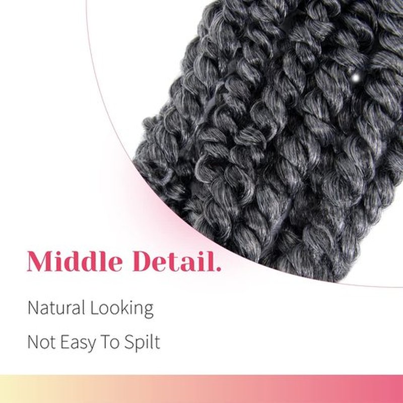 The BOHOBABE Long Pre-twisted Passion Twist Crochet Hair 24 Inch Pre-looped Long Ombre Gray Crochet Passion Twist Braiding Hair 8 Packs Soft Bohemian Twists (T1B/grey)