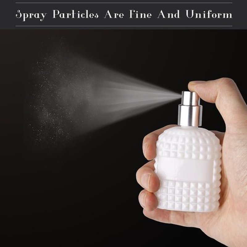Gsteng Refillable Spray Perfume Bottles, Clear Thick Glass Empty Perfume Bottle, Gold&Silver Perfume Atomizer,Travel Cologne Sprayer Bottles. (White, 1 Ounces)