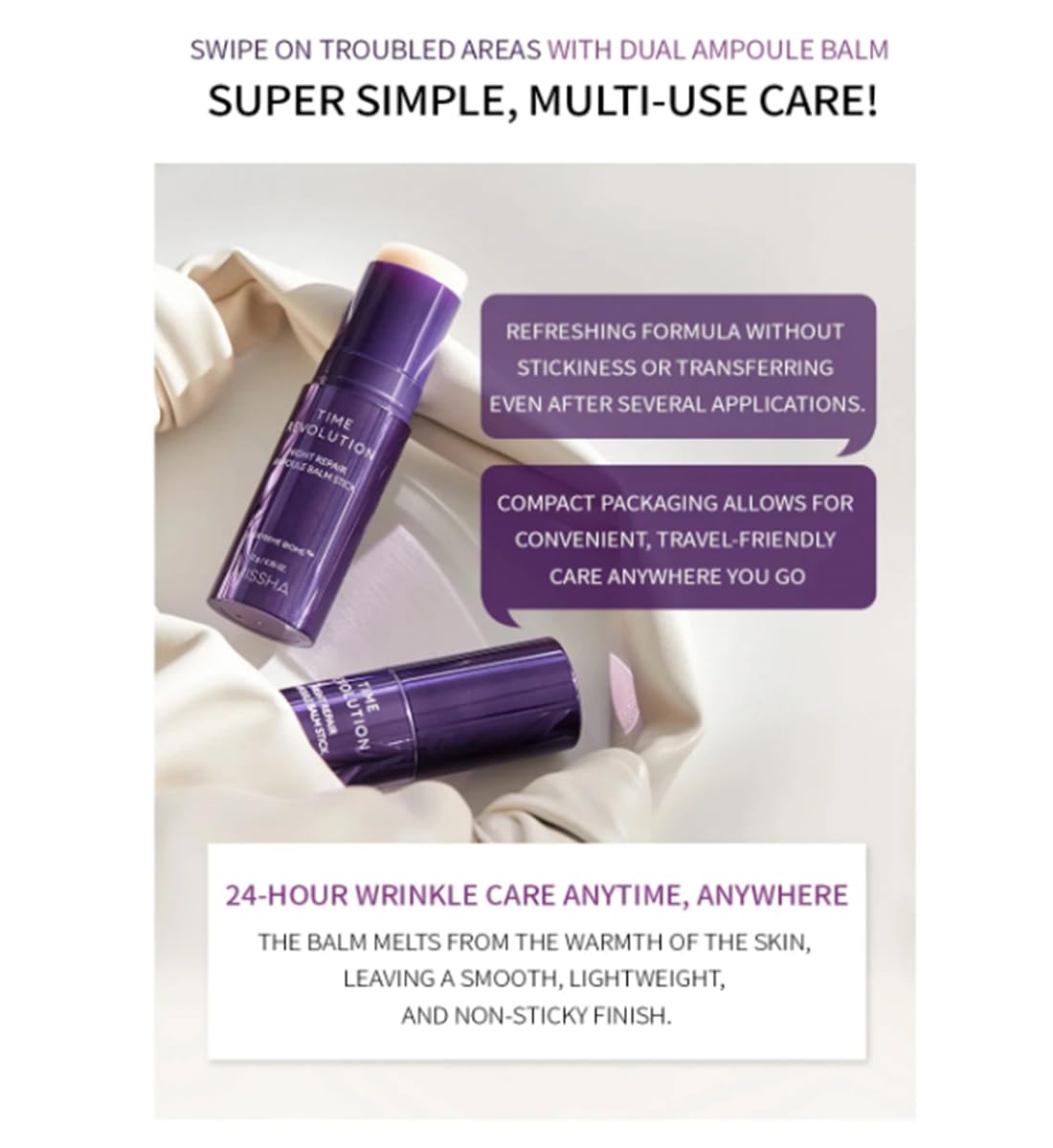 MISSHA Time Revolution Night Repair Ampoule Balm Stick - Defy Aging with the Power of Instant Wrinkle Care and Facial Rejuvenation