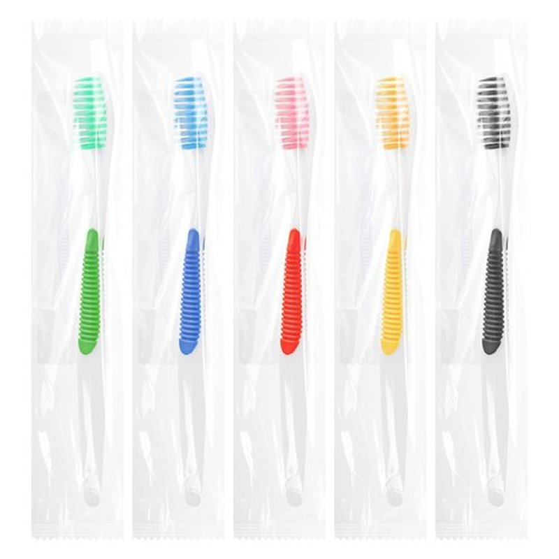HAIFOTRVA 100Packs Disposable Toothbrushes with Floss,Single Use Individually Wrapped Disposable Travel Toothbrushes and Dental Floss Kit Bulk for Homeless,Airbnb,Dentist,Hotel(5 Colors)