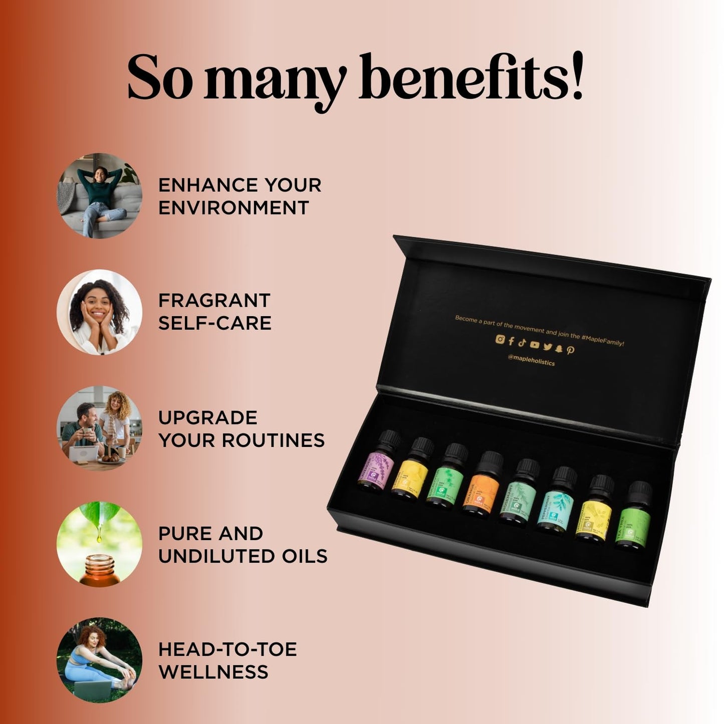 Pure Essential Oil Set for Diffuser - Aromatherapy Essential Oils for Diffusers for Home Travel and Self Care with High Grade Essential Oils for Hair Skin and Nails - Oil Diffuser Essential Oils Set